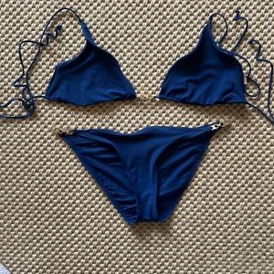 EUC Tory Burch Navy String Bikini (Large Top, XS Bottom)